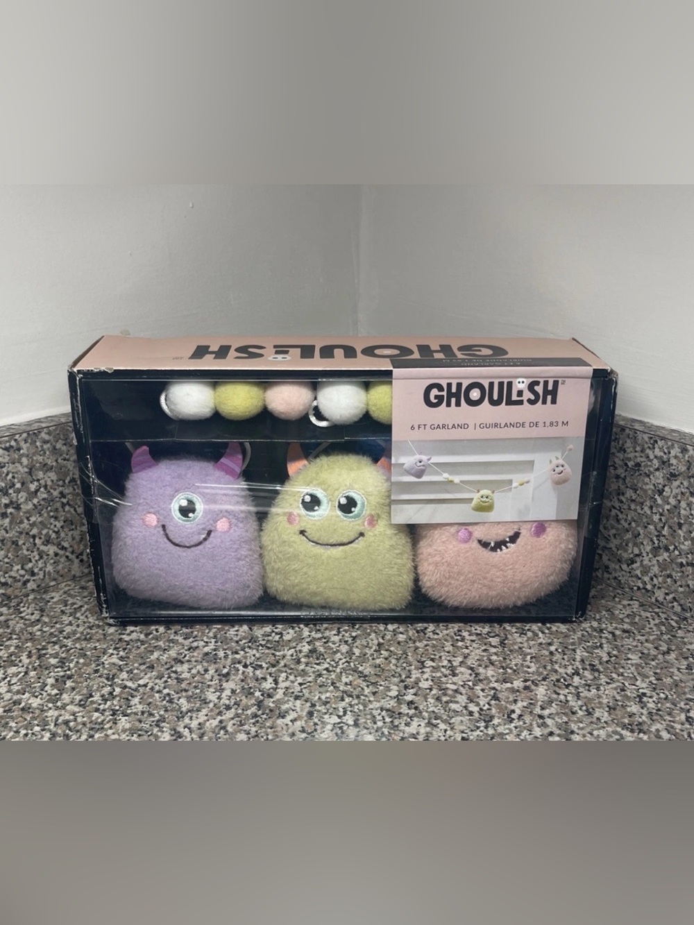 Ghoulish 6 Ft Plush Pastel Monster Halloween Garland NIB